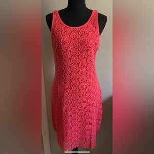 Jennifer Lopez Pink Lace Overlay Midi Dress